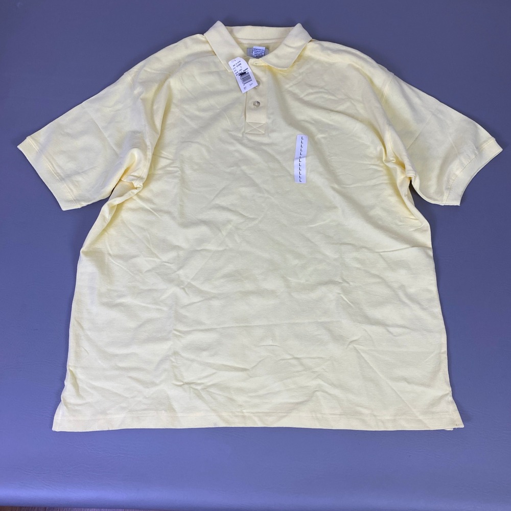 Field Gear Polo Shirt Mens‎ Large Pale Banana Yellow Cotton Short Sleeve New NWT